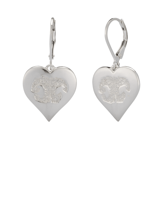 Pet Heart Earrings Nose Print White Gold Keepsake